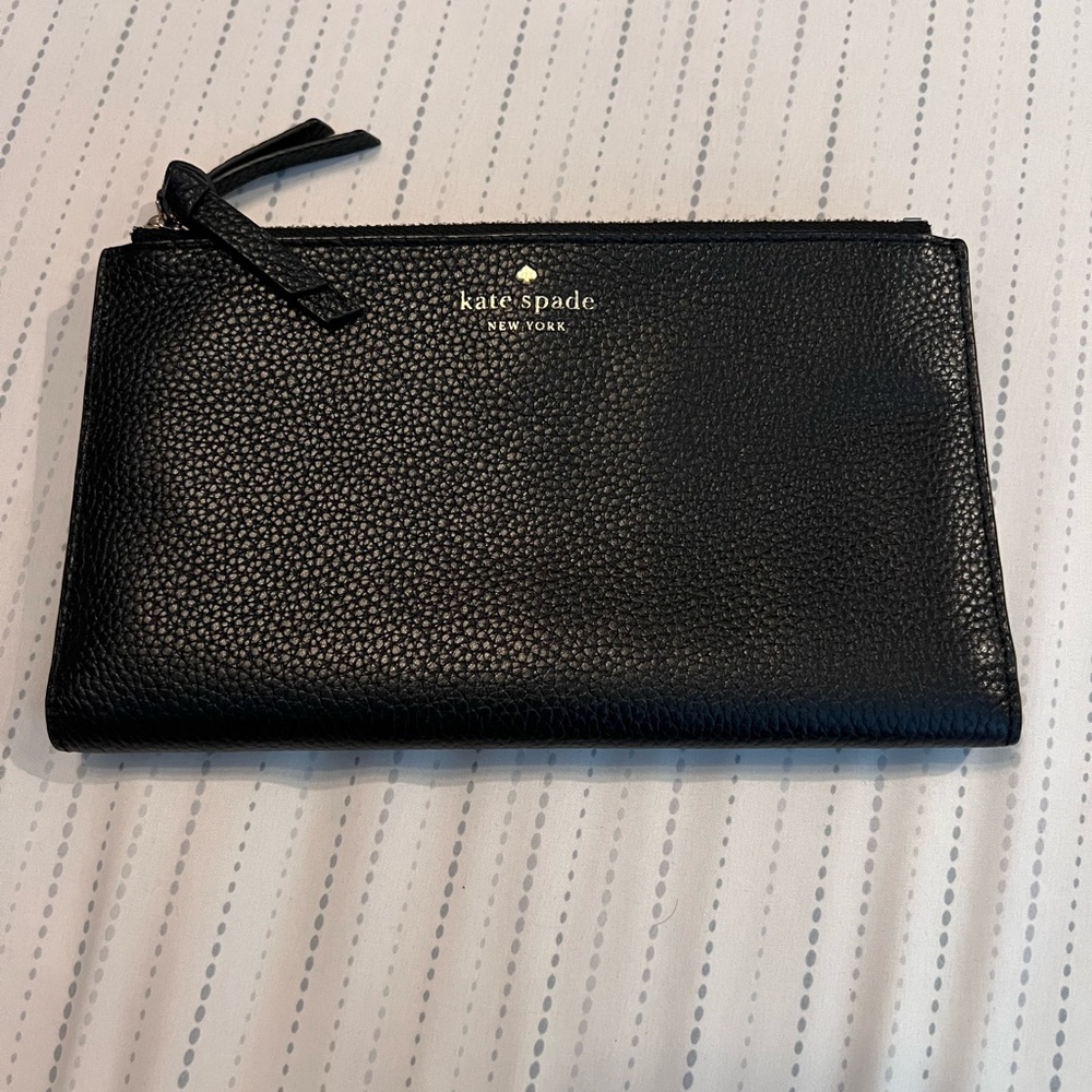 Kate Spade Black bifold double zipper wallet